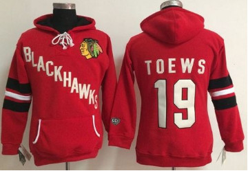 Chicago Blackhawks #19 Jonathan Toews Red Women's Old Time Heidi NHL Hoodie