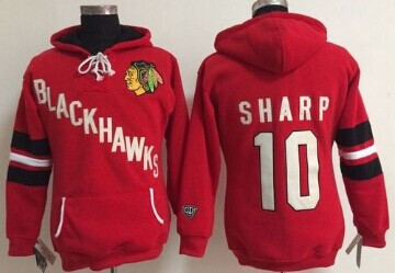 Chicago Blackhawks #10 Patrick Sharp Red Women's Old Time Heidi NHL Hoodie