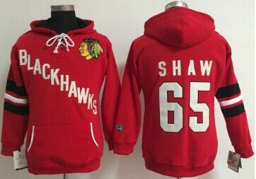 Chicago Blackhawks #65 Andrew Shaw Red Women's Old Time Heidi NHL Hoodie