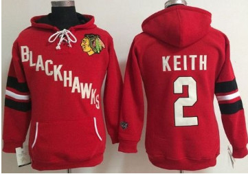 Chicago Blackhawks #2 Duncan Keith Red Women's Old Time Heidi NHL Hoodie