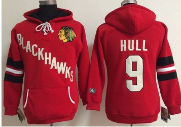 Chicago Blackhawks #9 Bobby Hull Red Women's Old Time Heidi NHL Hoodie