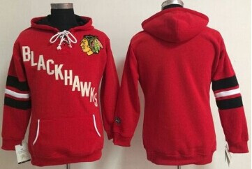 Chicago Blackhawks Blank Red Women's Old Time Heidi NHL Hoodie