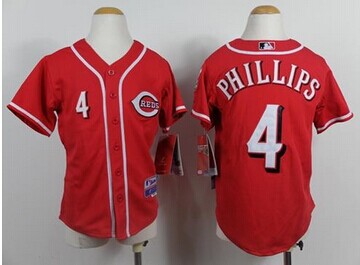 Youth mlb Cincinnati Reds #4 Brandon Phillips Red Cool Base Baseball Jersey