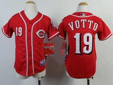 Youth MLB Cincinnati Reds #19 Joey Votto Red Cool Base Baseball Jersey