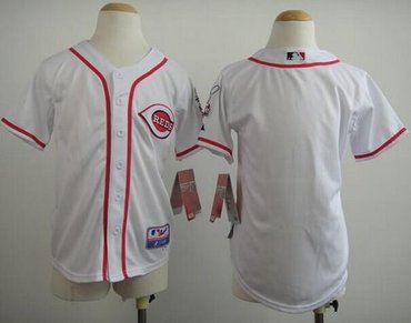 Youth Baseball Cincinnati Reds Blank White Cool Base Stitched Baseball Jersey