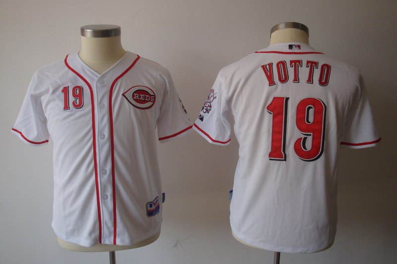 youth mlb jerseys Cincinnati Reds #19 votto white