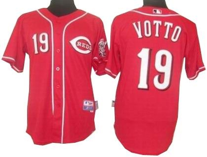 youth cincinnati reds 19 joey votto red jersey