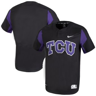 Custom TCU Horned Frogs Black Two-Button College Baseball Jersey