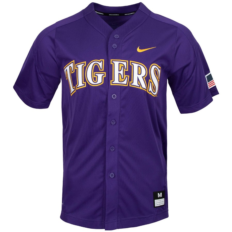 Custom LSU Tigers Purple College baseball Jersey