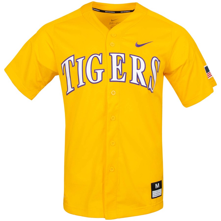 Custom LSU Tigers Gold College baseball Jersey