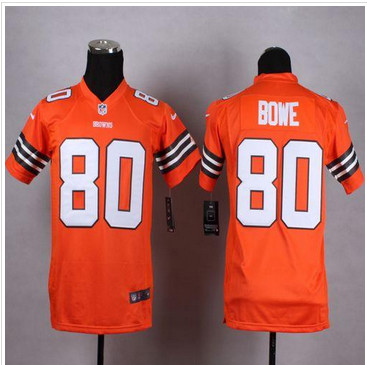 Youth NEW Browns #80 Dwayne Bowe Orange Alternate Stitched NFL Elite Jersey