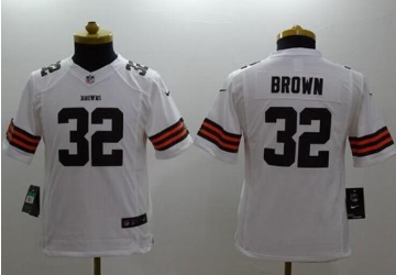 Youth NEW Browns #32 Jim Brown White NFL Limited Jersey