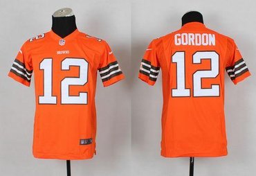 Youth NFL New Cleveland Browns #12 Josh Gordon Orange Jersey