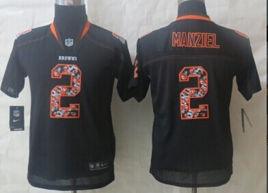 Youth 2014 New New Cleveland Browns #2 Johnny Manziel Lights Out Black Elite Jerseys