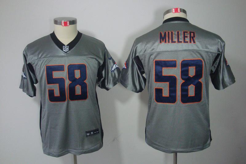 Youth NEW Denver Broncos 58 Von Miller Grey Shadow NFL Jerseys