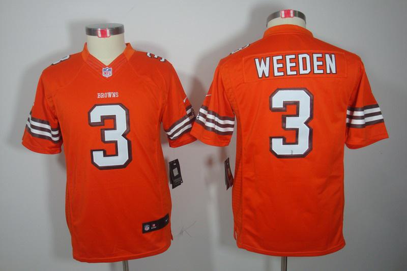 Youth NEW NFL Cleveland Browns 3 Brandon Weeden Orange Jerseys