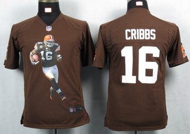 Youth NEW NFL Cleveland Browns 16 Cribbs Brown Portrait Fashion Game Jerseys