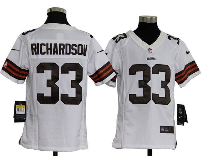 Youth NEW NFL Cleveland Browns 33 Trent Richardson White Jerseys