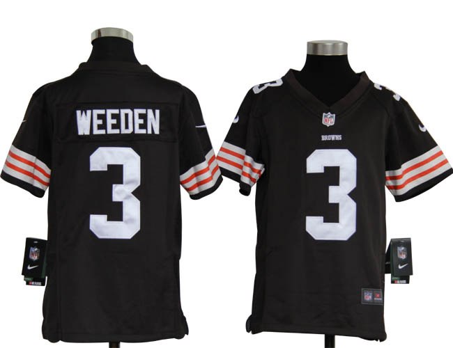 Youth NEW NFL Cleveland Browns 3 Brandon Weeden Brown Jerseys