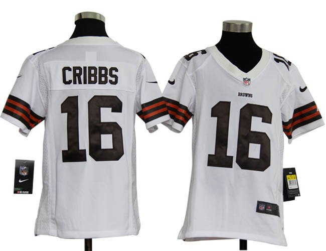 Youth NEW NFL Cleveland Browns 16 Joshua Cribbs White Jerseys