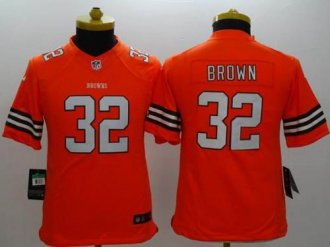 Youth Nike Browns #32 Jim Brown Orange Alternate NFL Limited Jersey