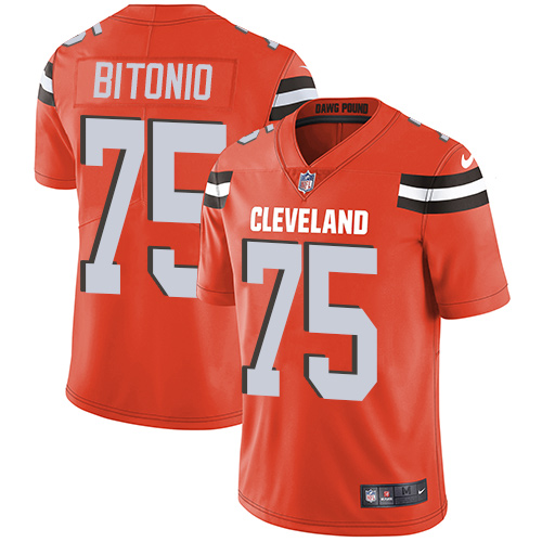 Browns #75 Joel Bitonio Orange Alternate Youth Stitched Football Vapor Untouchable Limited Jersey