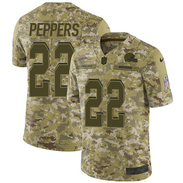 Nike Browns #22 Jabrill Peppers Camo Youth Stitched NFL Limited 2018 Salute to Service Jersey