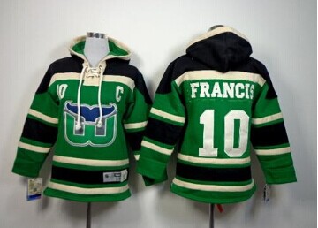 Youth NHL Whalers #10 Ron Francis Green Sawyer Hooded Sweatshirt Jersey