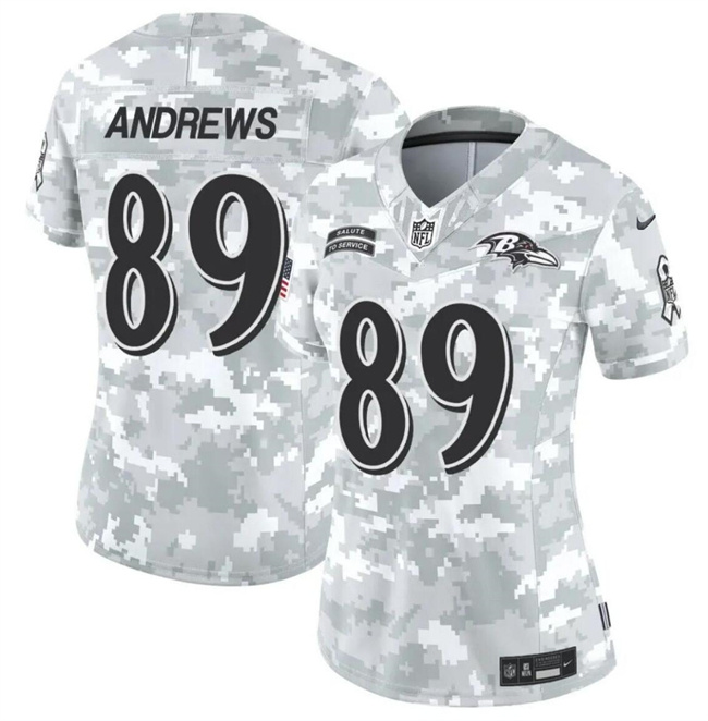 Women's Baltimore Ravens #89 Mark Andrews 2024 F.U.S.E Arctic Camo Salute To Service Limited Stitched Football Jersey(Run Small)