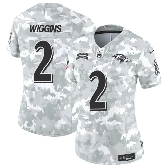 Women's Baltimore Ravens #2 Nate Wiggins 2024 F.U.S.E Arctic Camo Salute To Service Limited Stitched Football Jersey(Run Small)