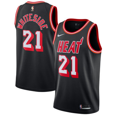 Heat 21 Hassan Whiteside Black Mitchell & Ness Nike Swingman Jersey