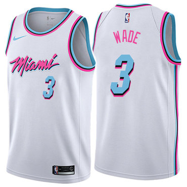 Nike Heat #3 Dwyane Wade White NBA Swingman City Edition Jersey