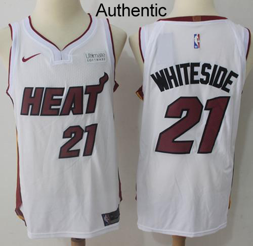 Nike Heat #21 Hassan Whiteside White NBA Authentic Jersey