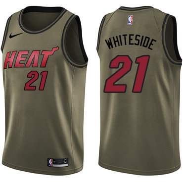 Nike Heat #21 Hassan Whiteside Green Salute to Service NBA Swingman Jersey