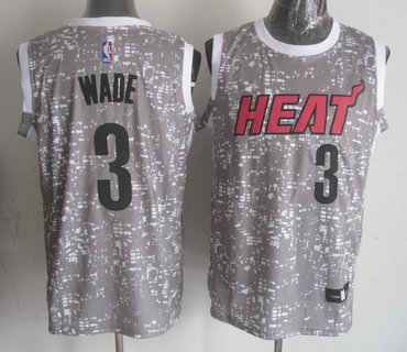 Heat 3 Dwyane Wade Gray City Luminous Jersey