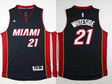 Heat 21 Hassan Whiteside Black Swingman Jersey