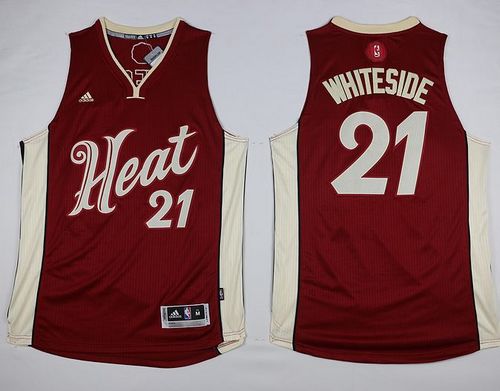 Heat #21 Hassan Whiteside Red 2015-2016 Christmas Day Stitched NBA jersey