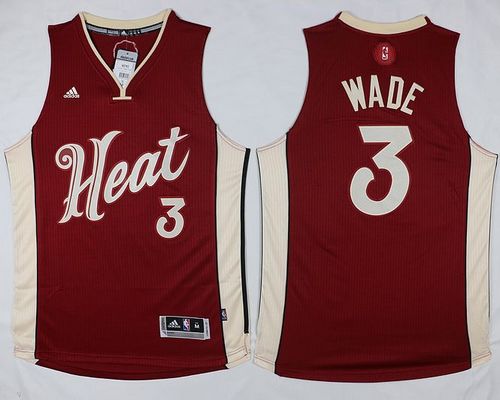 Heat #3 Dwyane Wade Red 2015-2016 Christmas Day Stitched NBA Jersey