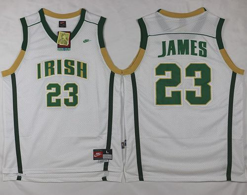 Miami Heat #23 LeBron James White Irish High School Stitched NBA Jersey