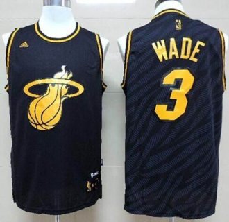 Miami Heat #3 Dwyane Wade Black Precious Metals Fashion Stitched NBA Jersey