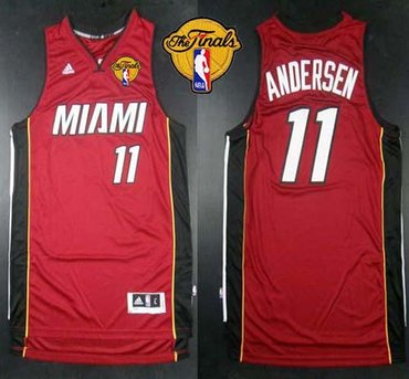 Revolution 30 Miami Heat #11 Chris Andersen Red Finals Patch Stitched NBA Jersey