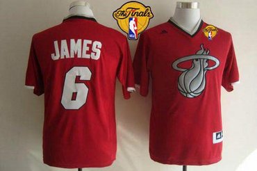 Miami Heat #6 LeBron James Red 2013 Christmas Day Swingman Finals Patch Stitched NBA Jersey