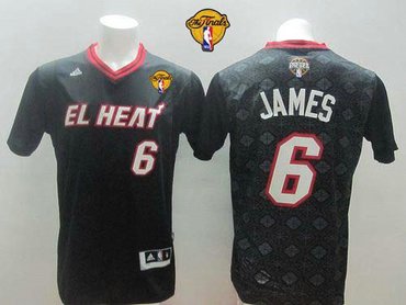 Miami Heat #6 LeBron James Black New Latin Nights Finals Patch Stitched NBA Jersey