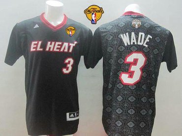 Miami Heat #3 Dwyane Wade Black New Latin Nights Finals Patch Stitched NBA Jersey