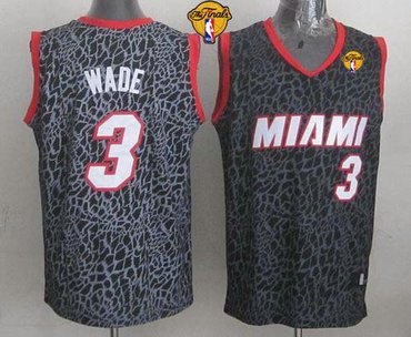 Miami Heat #3 Dwyane Wade Black Crazy Light Finals Patch Stitched NBA Jersey