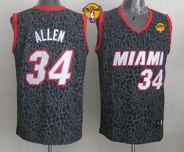 Miami Heat #34 Ray Allen Black Crazy Light Finals Patch Stitched NBA Jersey