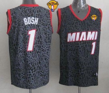 Miami Heat #1 Chris Bosh Black Crazy Light Finals Patch Stitched NBA Jersey