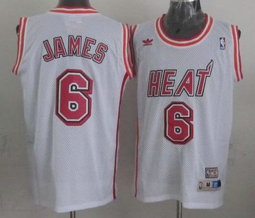 Miami Heat #6 LeBron James White Swingman Throwback Stitched NBA Jersey