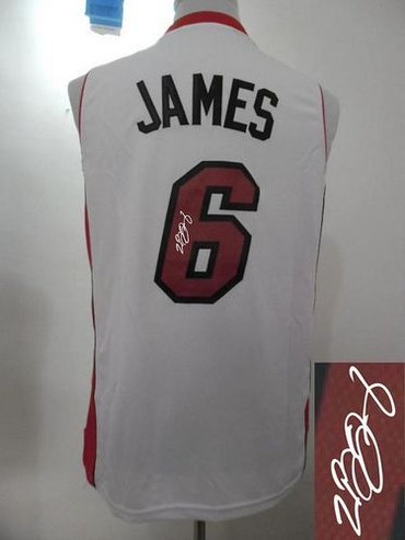 Miami Heat Revolution 30 Autographed #6 LeBron James White Stitched NBA Jersey