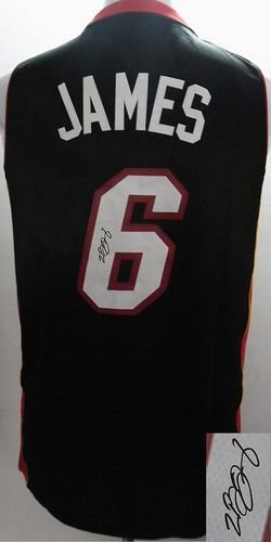 Miami Heat Revolution 30 Autographed #6 LeBron James Black Stitched NBA Jersey